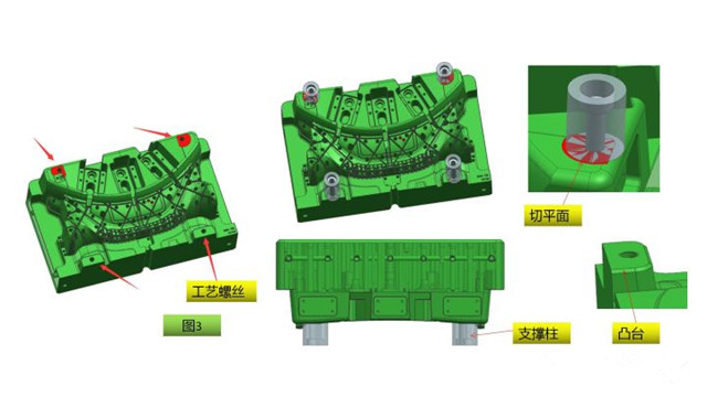 在注塑汽車模具設(shè)計(jì)中，工藝螺絲是必不可少的輔助工具